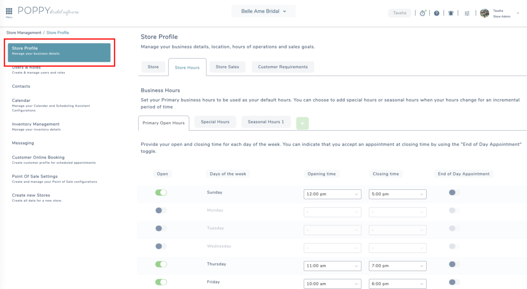 store profile